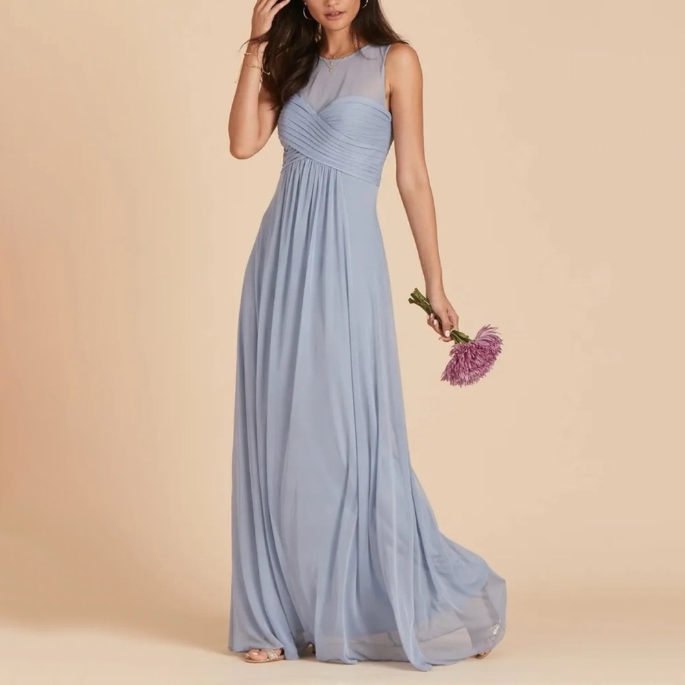 Birdy Grey Ryan Mesh Dress in Dusty Blue‎